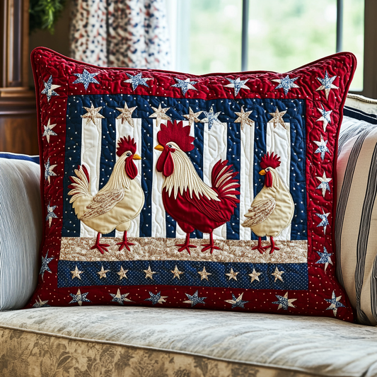 Patriotic Rooster DAI110225307 Quilted Pillow Case