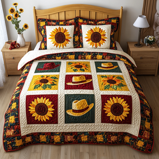 Sunflower Cowboy Hat DAI280824268 Quilt Bedding Set