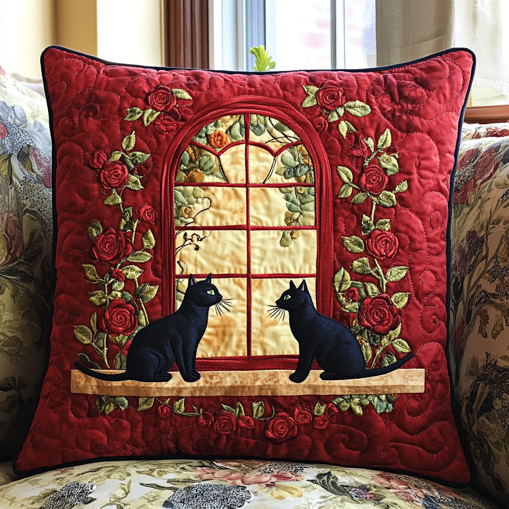 Cat In The Window DAI040225360 Quilted Pillow Case