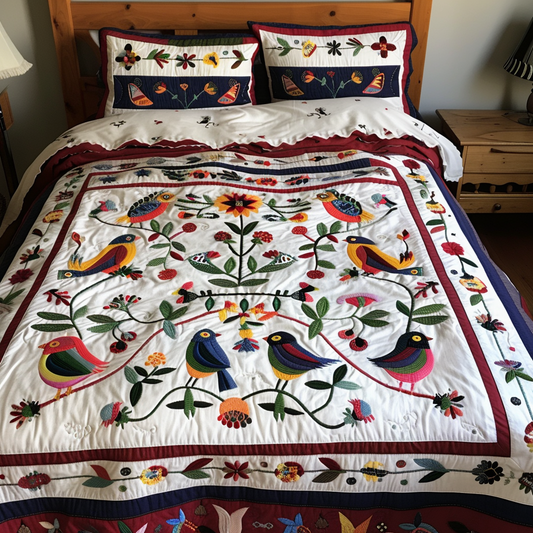 Birds In Flower Garden TAI251124014 Quilt Bedding Set