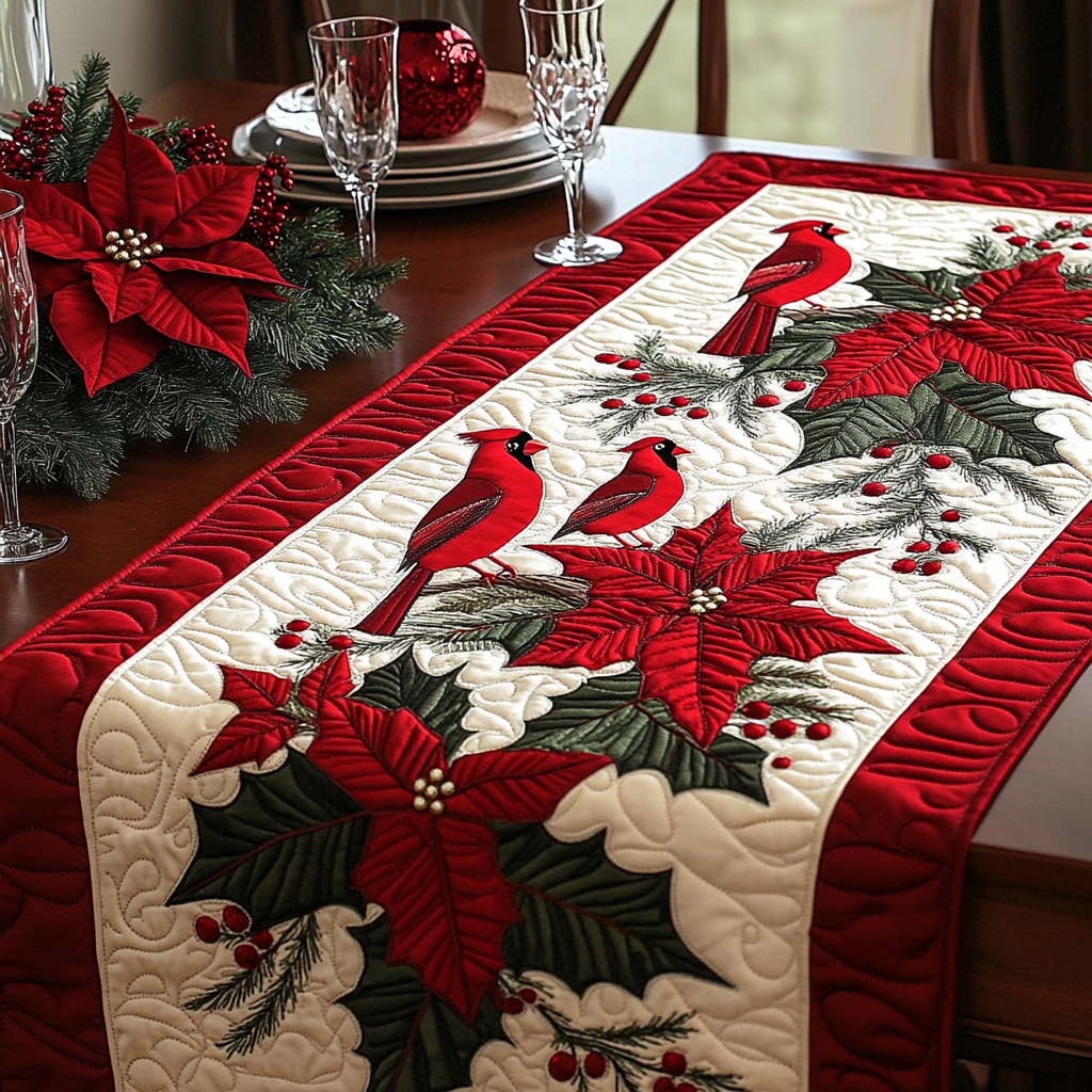 Christmas Cardinal TAI141124285 Quilted Table Runner