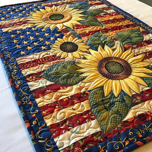 Patriotic Sunflower TAI080324082 Quilted Table Runner