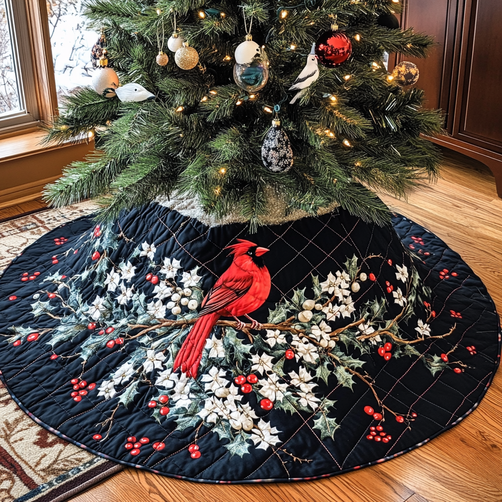 Christmas Cardinal TAI041024081 Quilted Tree Skirt