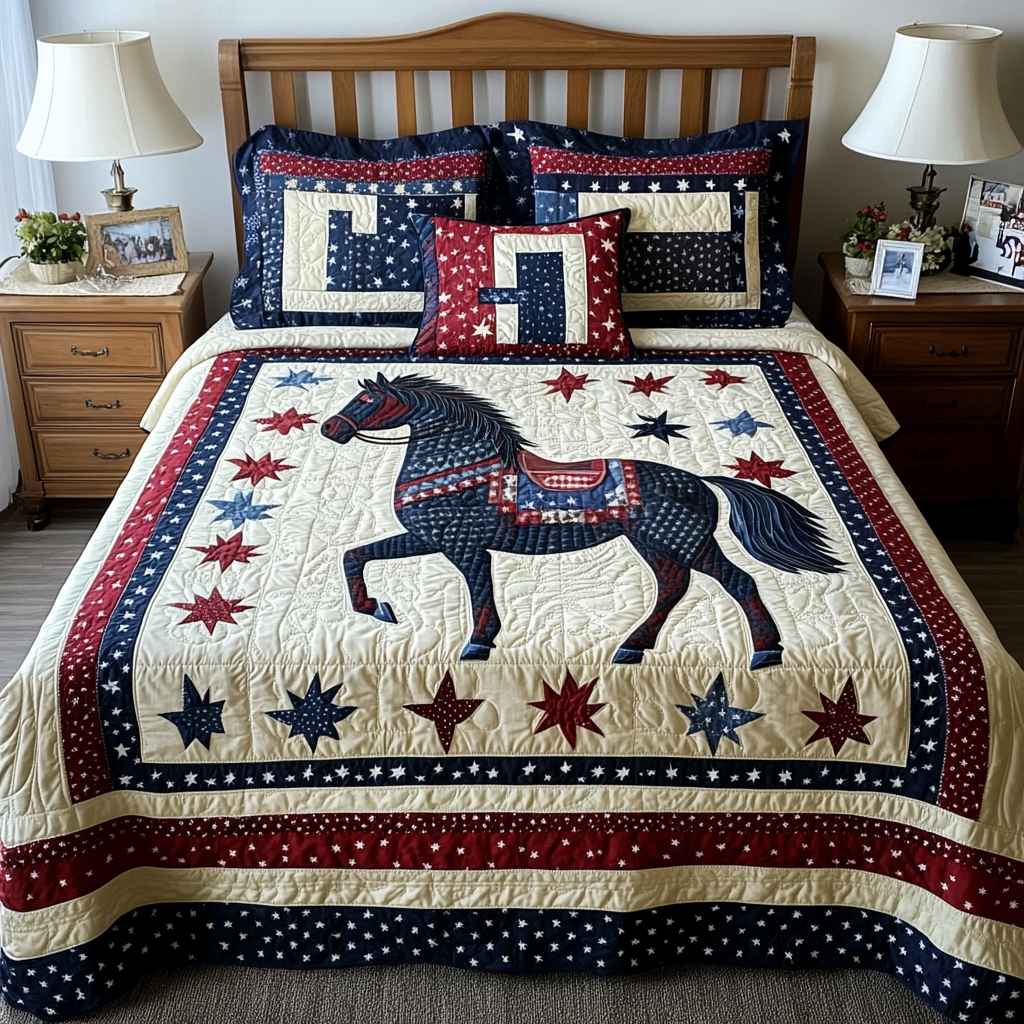 Patriotic Horse DAI280824292 Quilt Bedding Set