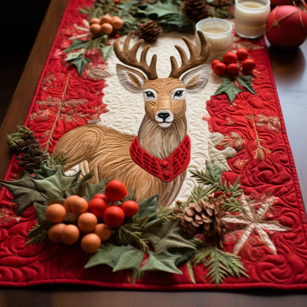 Christmas Deer TAI060123128 Quilted Table Runner