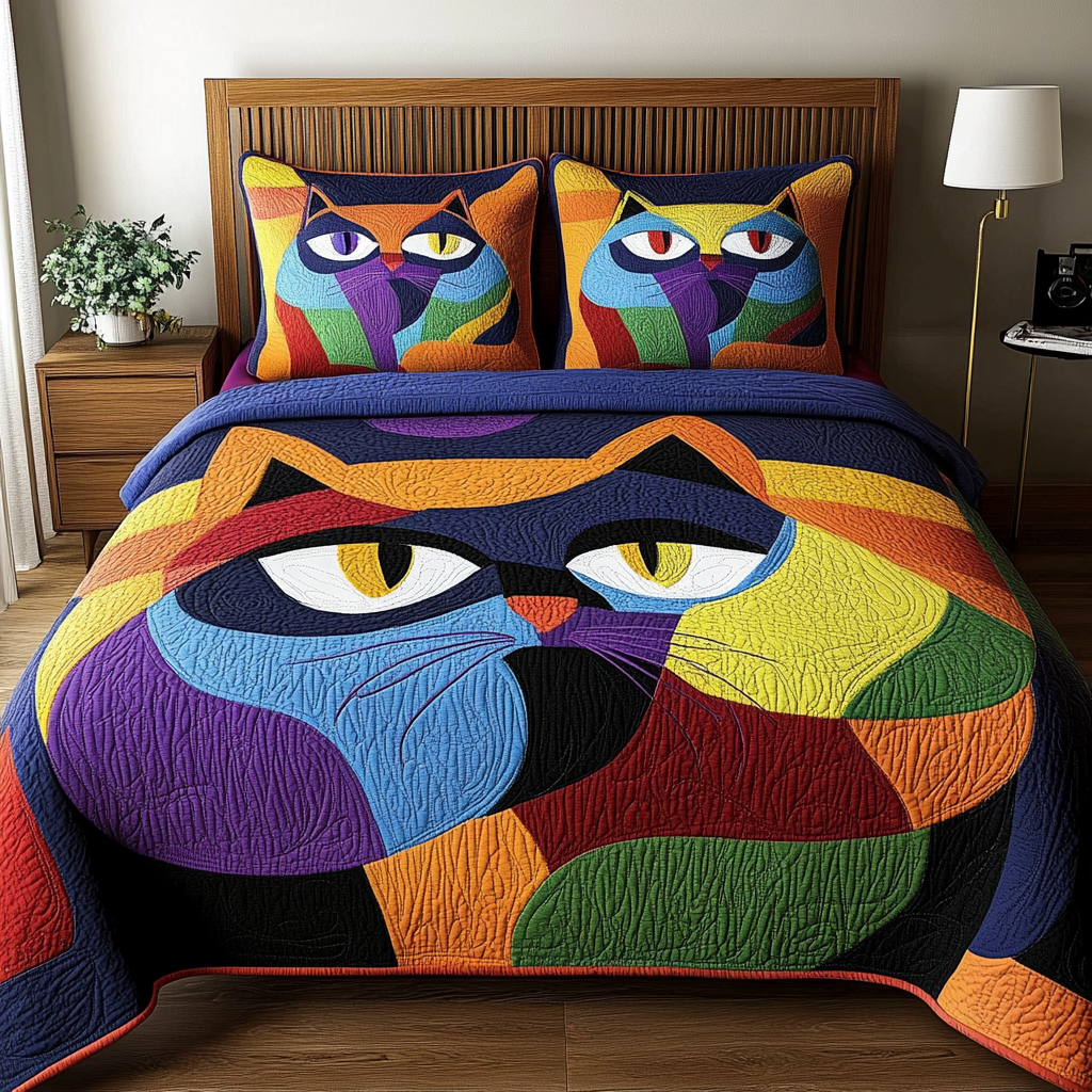 Abstract Cat TAI111124025 Quilt Bedding Set