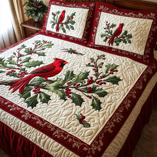 Christmas Cardinal TAI101224432 Quilt Bedding Set