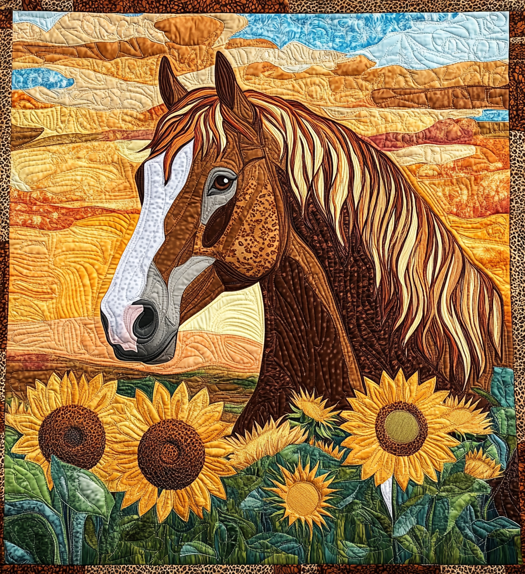 Sunflower Horse DAI110225037 Quilt Blanket