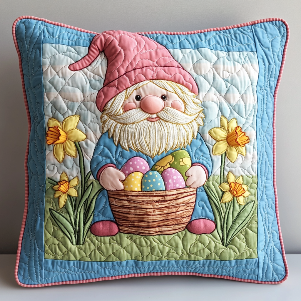 Easter Gnome DAI090125354 Quilted Pillow Case