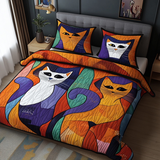 Abstract Cat TAI201124362 Quilt Bedding Set