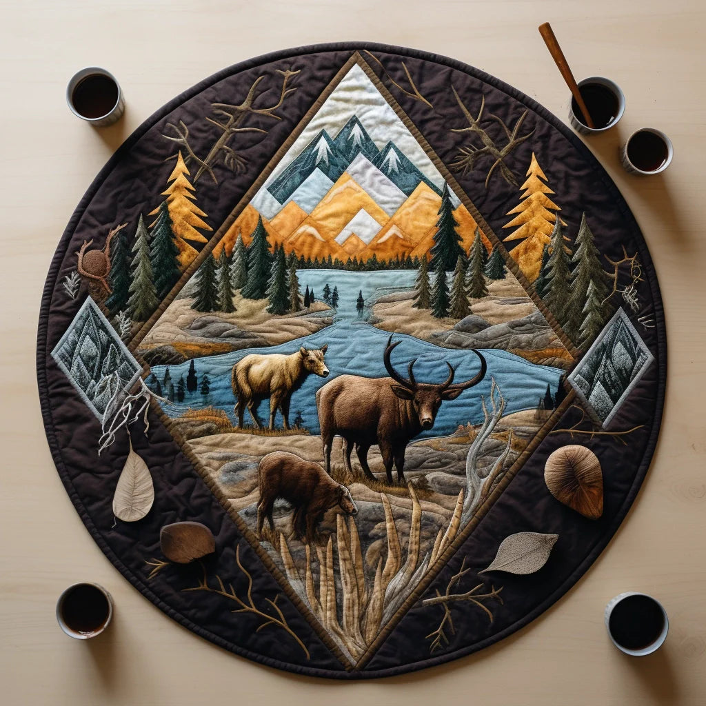 Deer TAI271223269 Quilted Round Mat