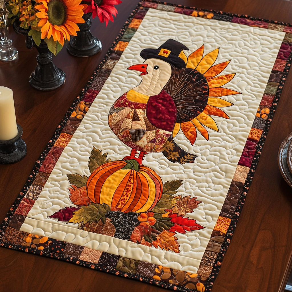 Autumn Turkey TAI041024336 Quilted Table Runner