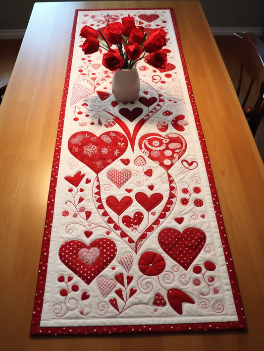 Heart TAI260224409 Quilted Table Runner