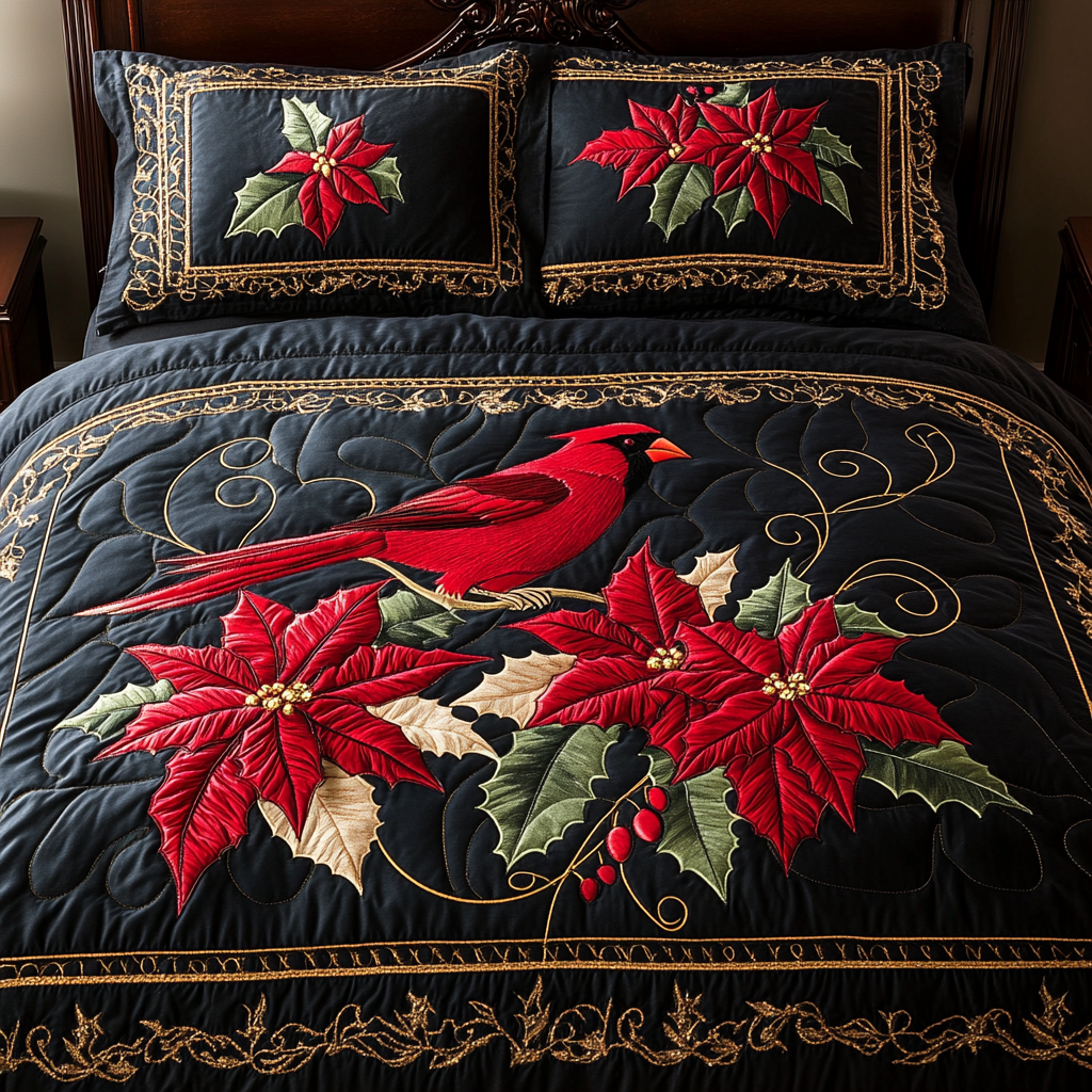 Christmas Cardinal TAI141124173 Quilt Bedding Set