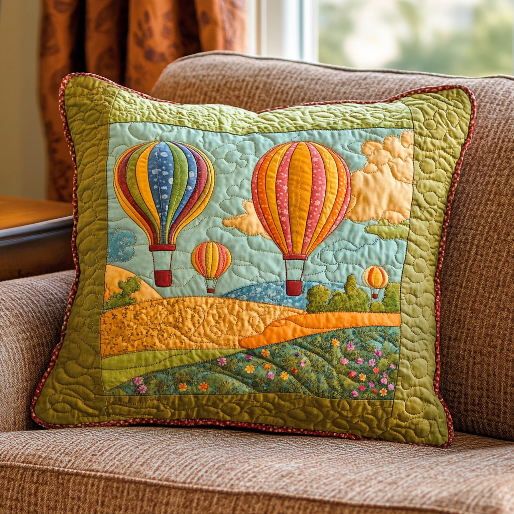 Hot Air Balloon DAI110225324 Quilted Pillow Case