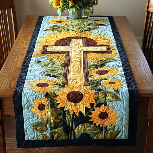 Sunflower Christian Cross DAI101224098 Quilted Table Runner