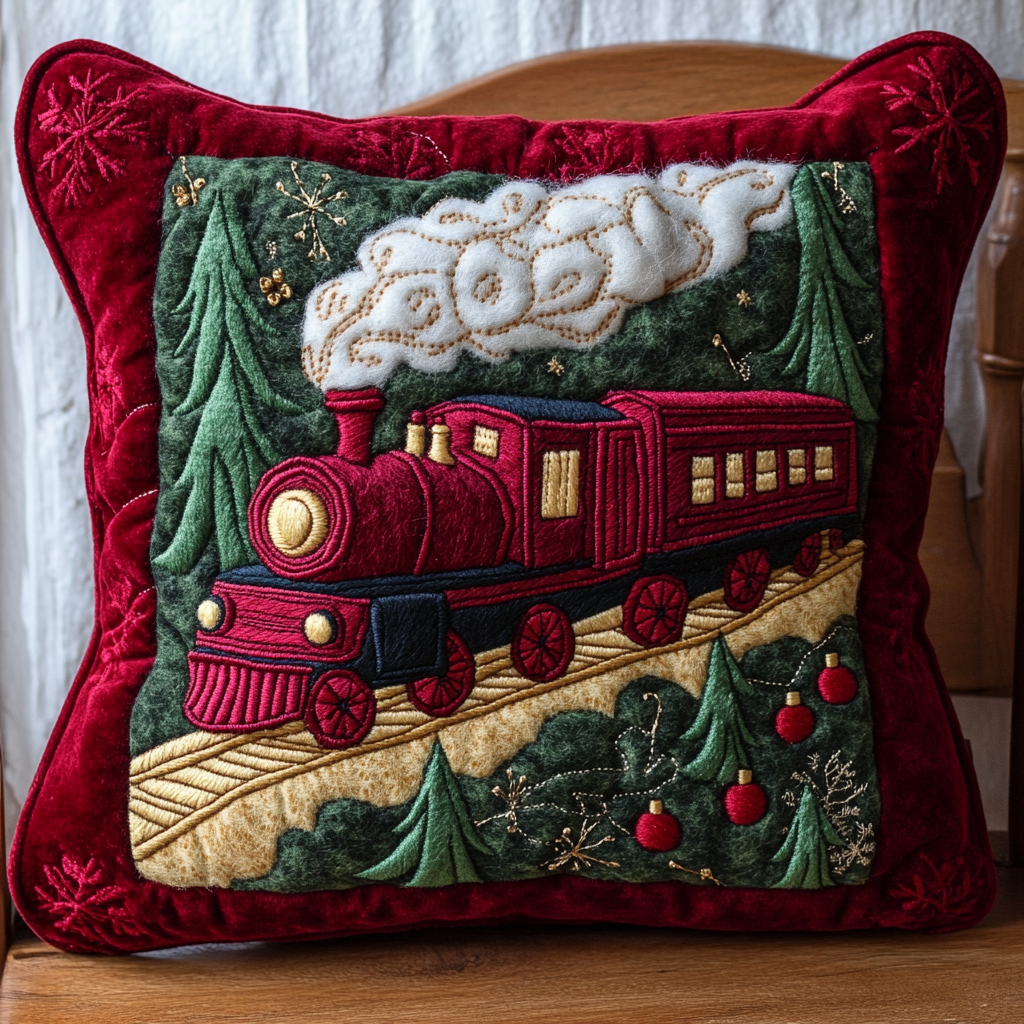 Christmas Train DAI111124559 Quilted Pillow Case