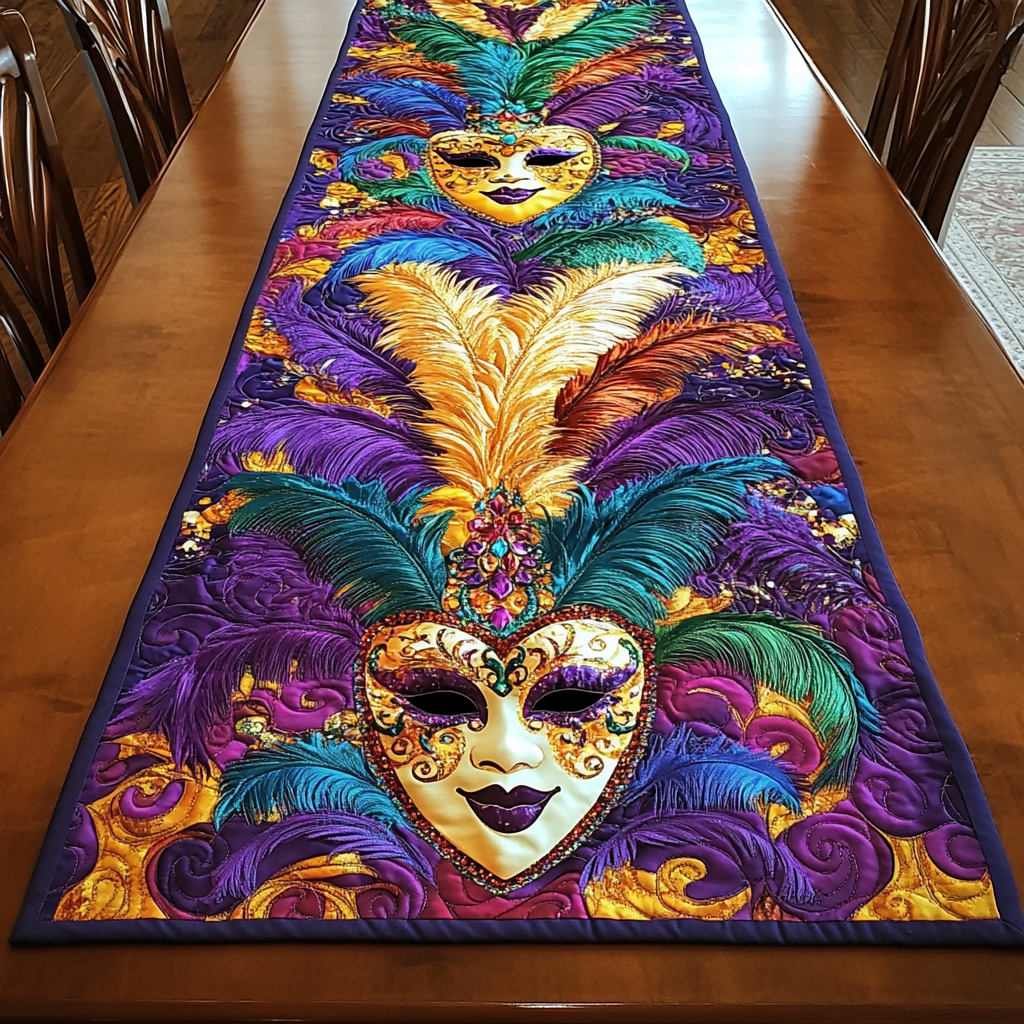 Mardi Gras DAI200125312 Quilted Table Runner