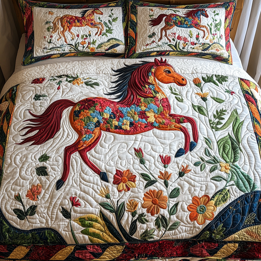 Floral Horse TAI181024334 Quilt Bedding Set