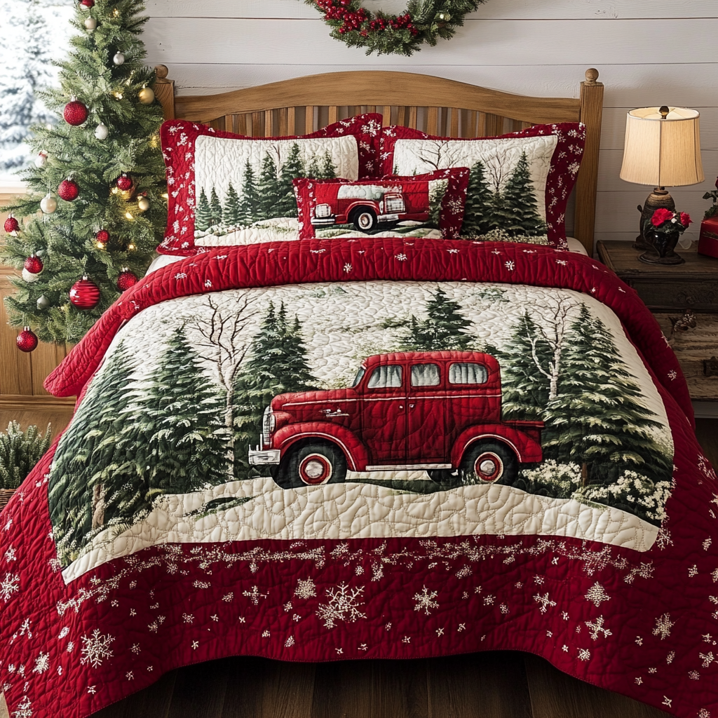 Christmas Truck TAI101224338 Quilt Bedding Set