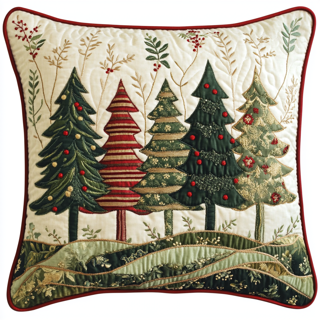 Christmas Tree TAI141124379 Quilted Pillow Case