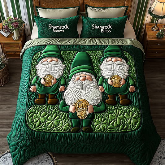 St Patrick Gnome TAI101224496 Quilt Bedding Set