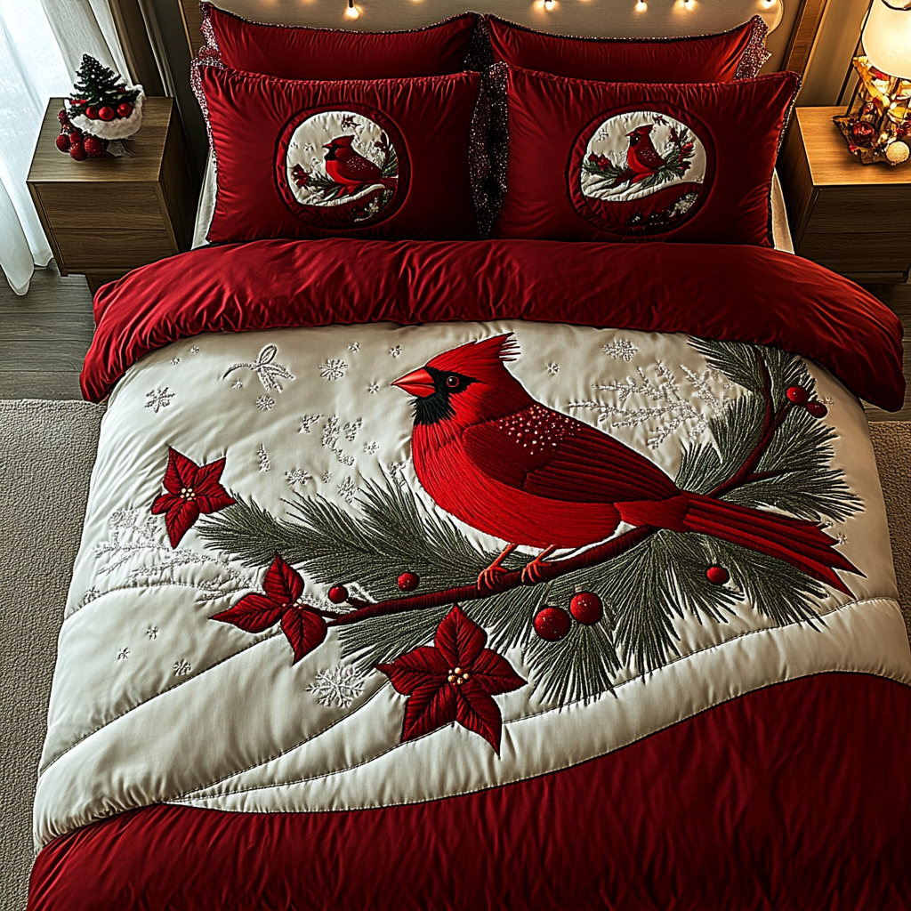 Christmas Cardinal TAI201124245 Quilt Bedding Set