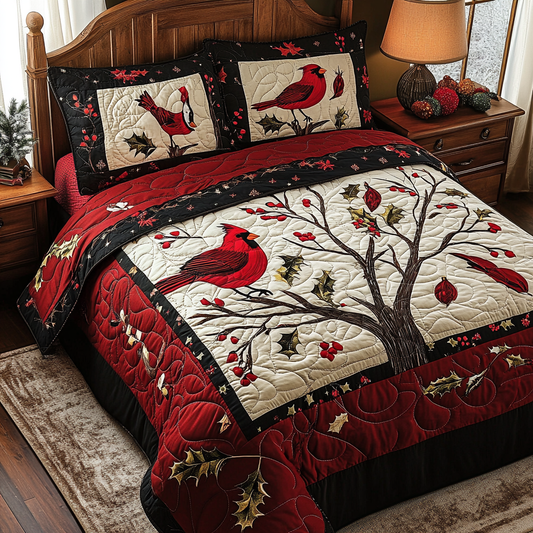 Christmas Cardinal TAI041024545 Quilt Bedding Set