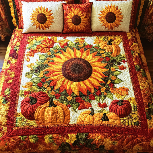 Autumn Sunflower Pumpkin TAI181024105 Quilt Bedding Set