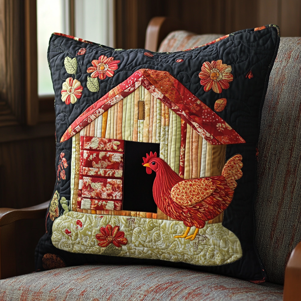 Chicken Coop DAI150125149 Quilted Pillow Case