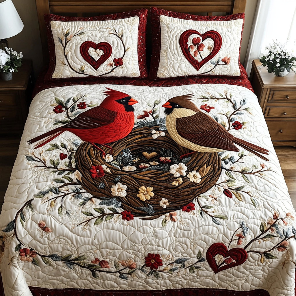 Valentine Cardinal DAI150125269 Quilt Bedding Set