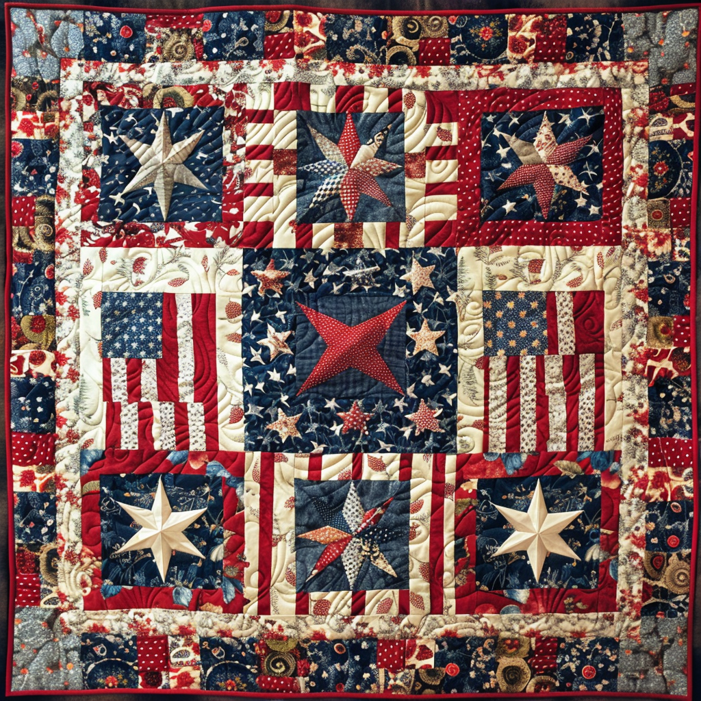 Patriotic Star TAI100724020 Quilt Blanket