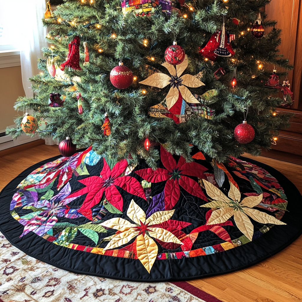 Christmas Poinsettia TAI021024137 Quilted Tree Skirt