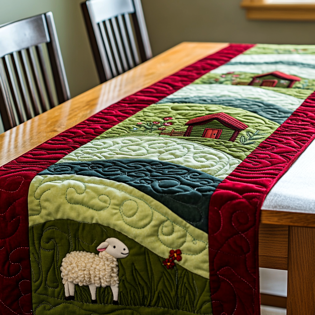 Farm House DAI150125329 Quilted Table Runner