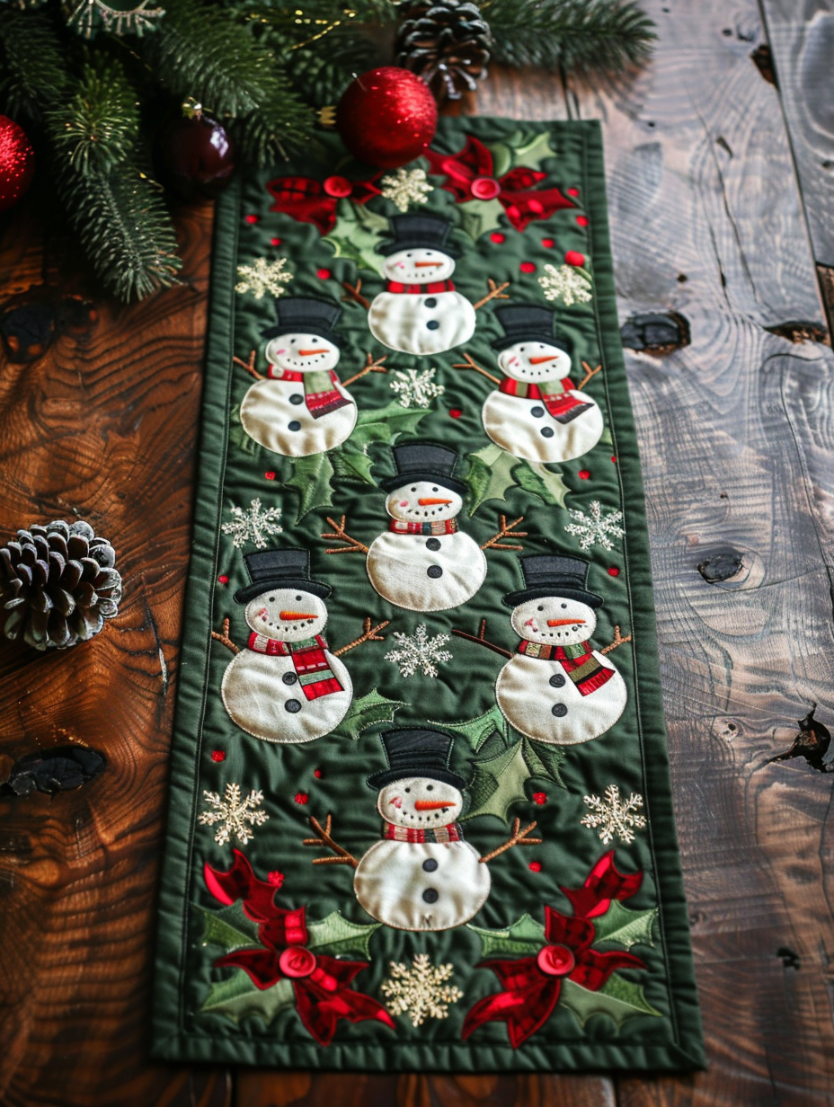 Christmas Snowman TAI010824024 Quilted Table Runner