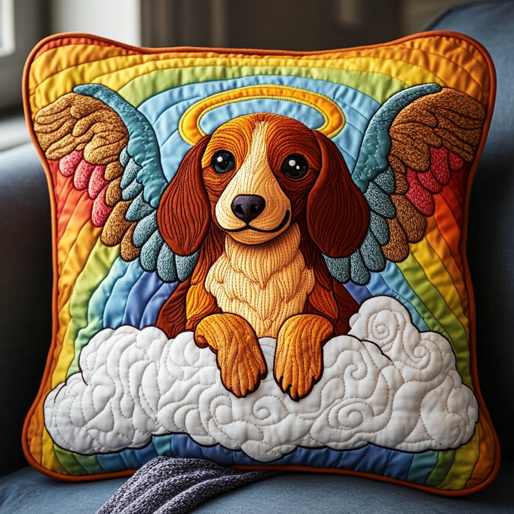 Dachshund Angel DAI090125372 Quilted Pillow Case