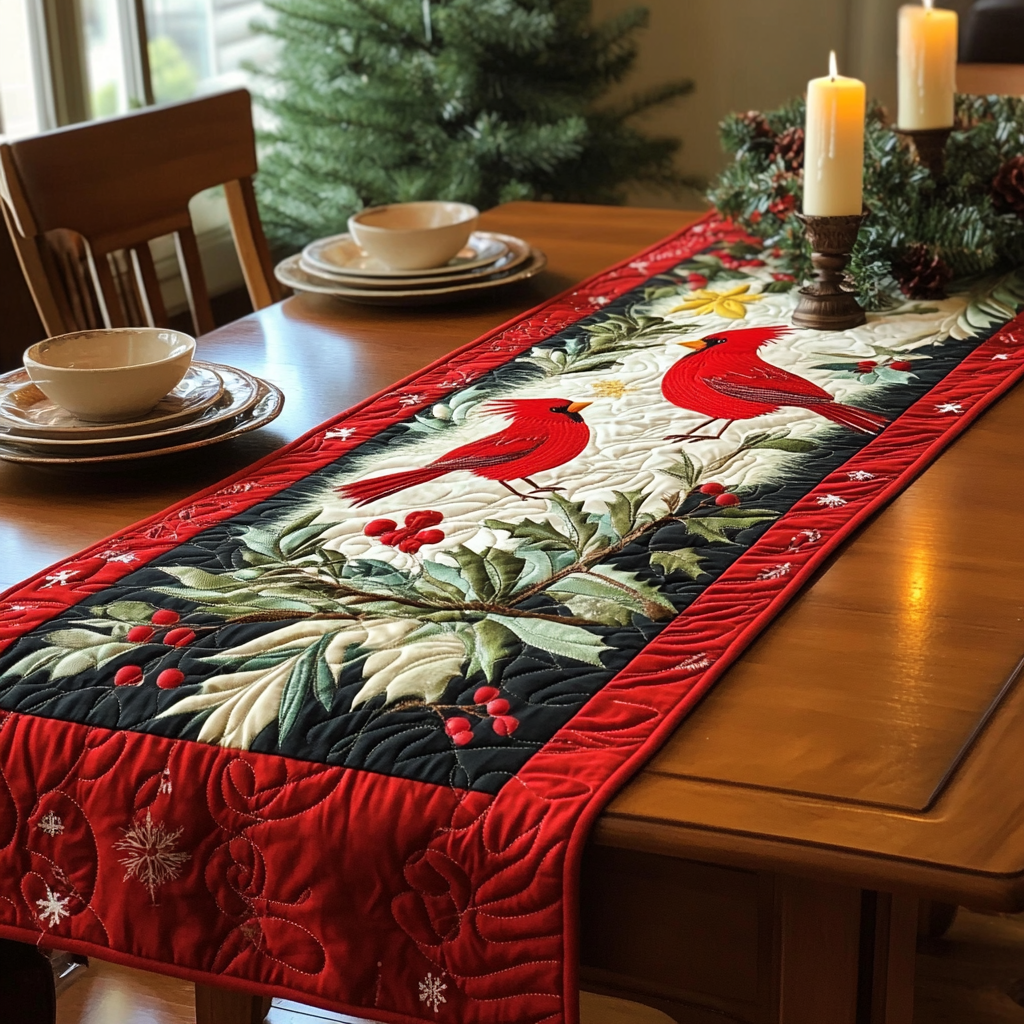 Christmas Cardinal TAI041024356 Quilted Table Runner