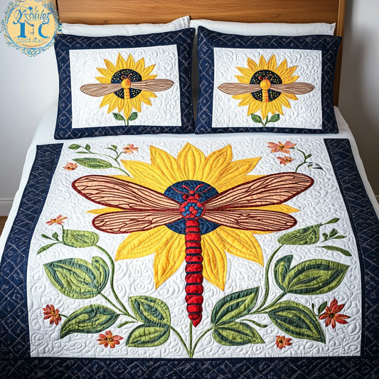 Sunflower Dragonfly DAI280824150 Quilt Bedding Set