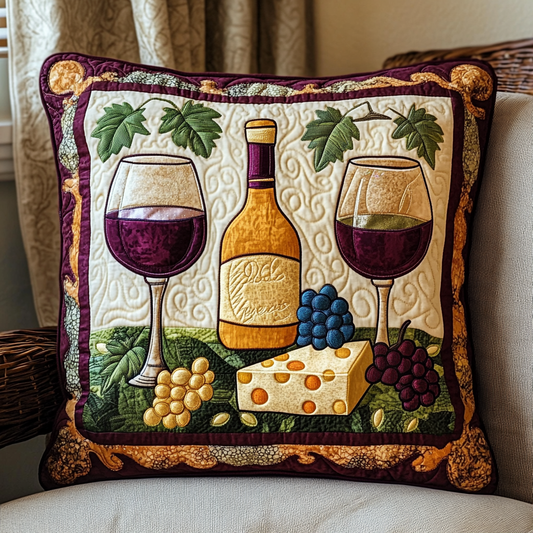 Wine And Cheese DAI301224202 Quilted Pillow Case