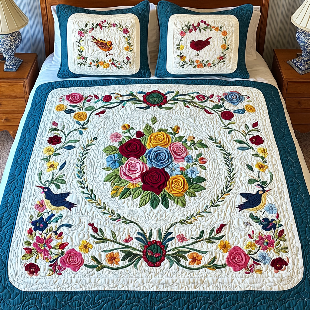 Bird And Flower DAI110225153 Quilt Bedding Set