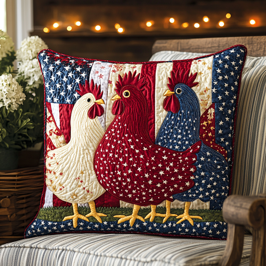 Patriotic Rooster DAI110225304 Quilted Pillow Case