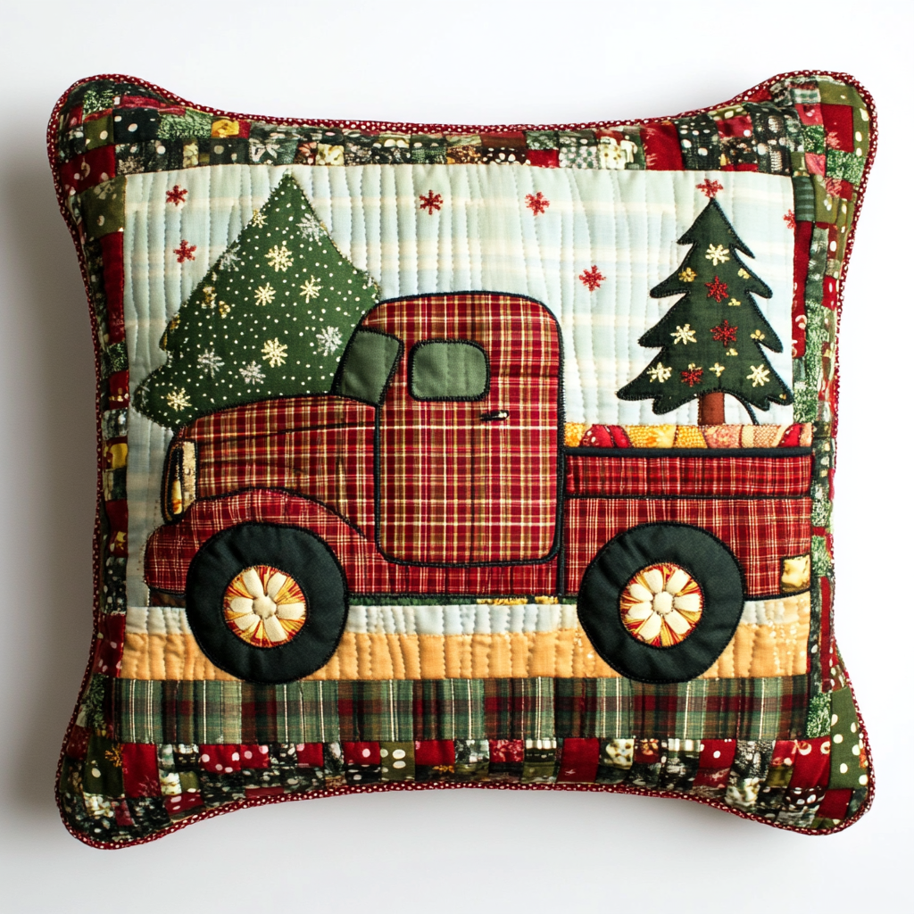 Christmas Truck TAI130824229 Quilted Pillow Case