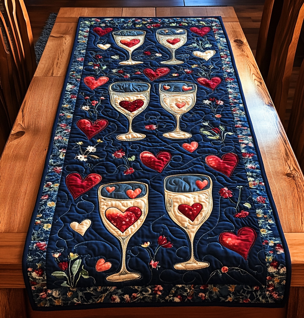 Wine Glass DAI110225382 Quilted Table Runner