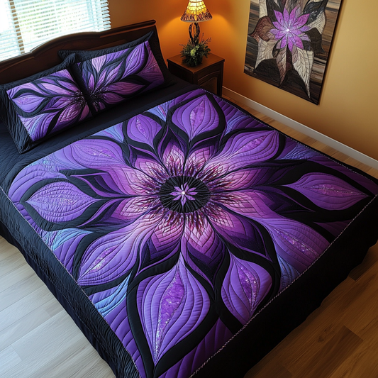 Purple Flower TAI080824135 Quilt Bedding Set