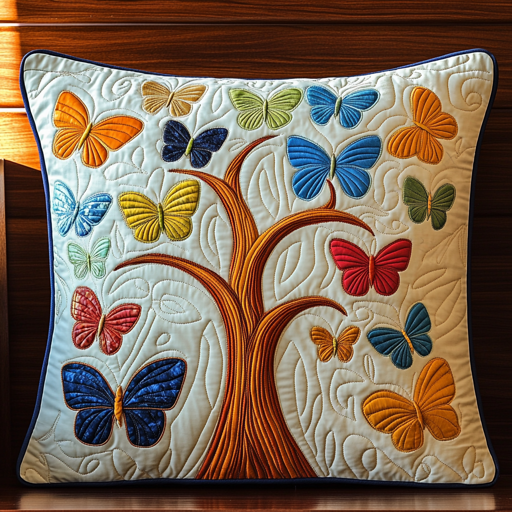 Tree Of Butterflies DAI150125172 Quilted Pillow Case