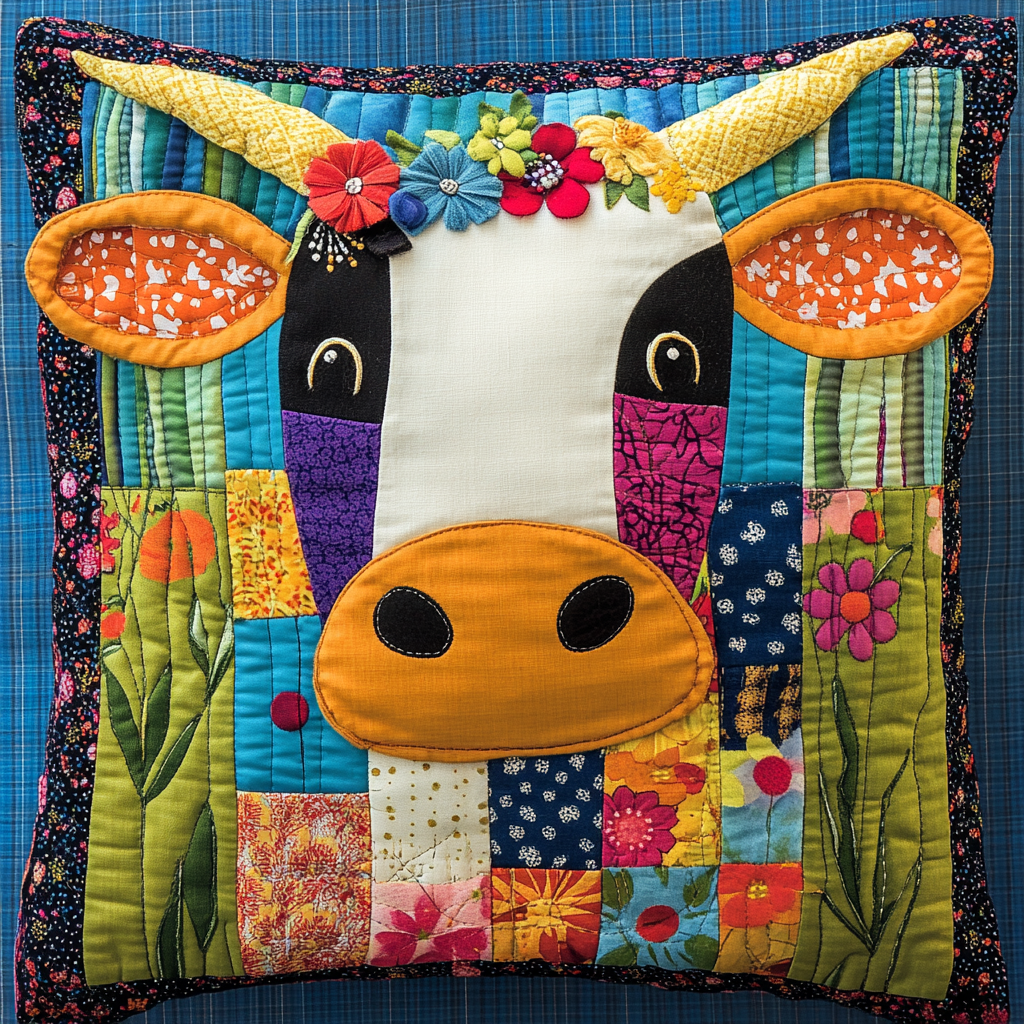 Cow DAI221024335 Quilted Pillow Case