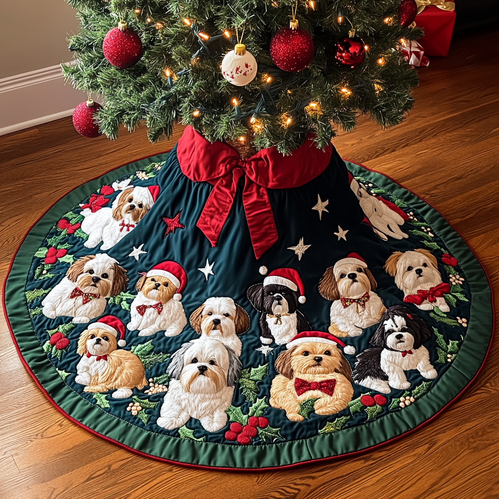 Shih Tzu TAI111124391 Quilted Tree Skirt