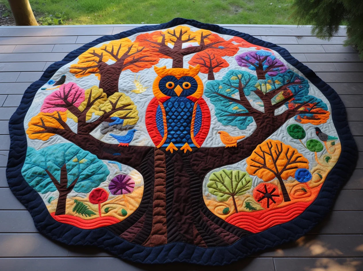 Owl Tree TAI221223066 Quilted Round Mat