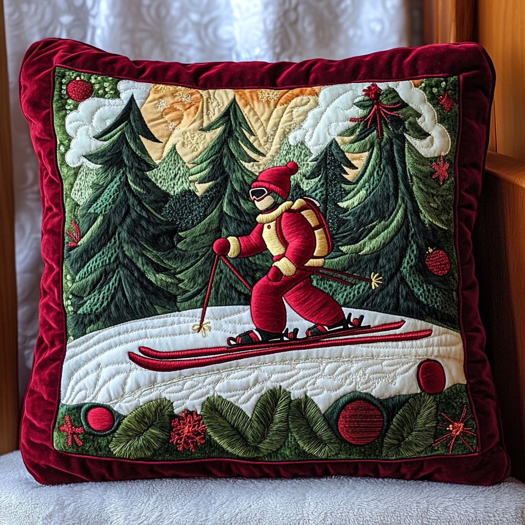 Christmas Ski DAI181124088 Quilted Pillow Case