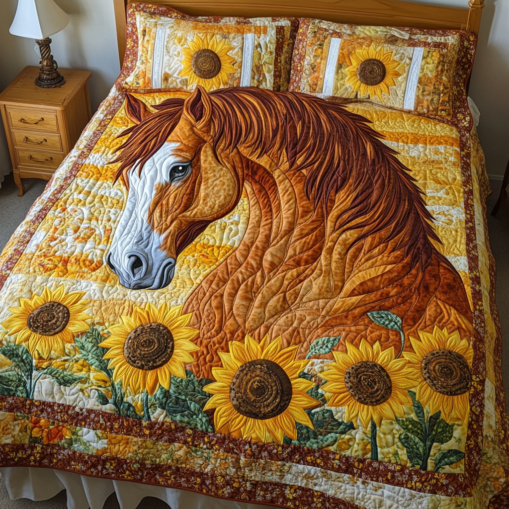 Sunflower Horse DAI110225145 Quilt Bedding Set